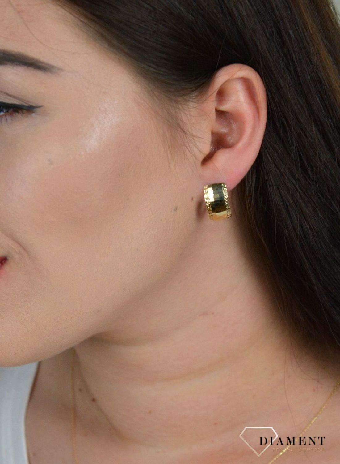 Złote kolczyki z ozdobnym wzorem KL 7416.jpg